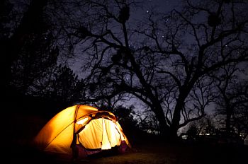 Motorcycle Camping at Night